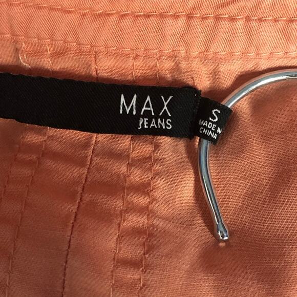 Max Jeans Salmon Pink Utility Jacket Small Boyfriend Military Zip Pocket Retro - Picture 10 of 16